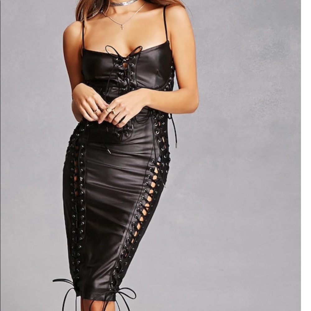Black lace up dress